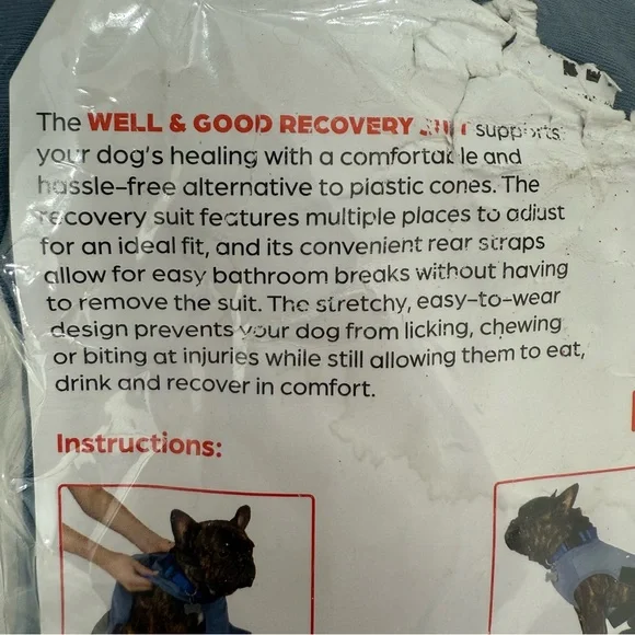 Recovery Suit For Dog Well & Good Large XL Blue Health New in Damaged Package - Picture 3 of 4